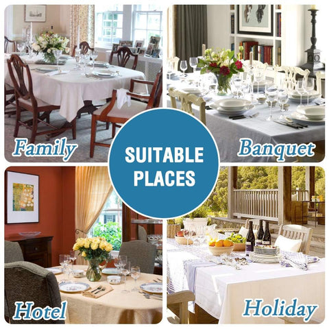 H.VERSAILTEX tablecloth care: machine washable, no chlorine bleach required.