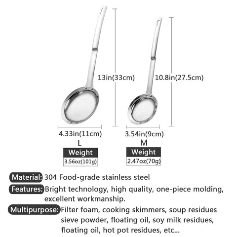 Hvanam multipurpose filter spoon for skimming fat and broth