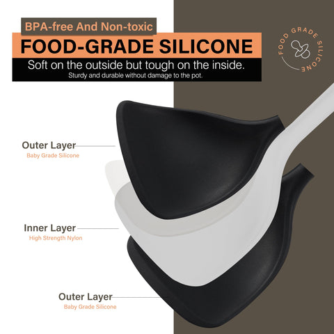 Hvygss BPA-free silicone spatula with flexible edge for non-stick pans.