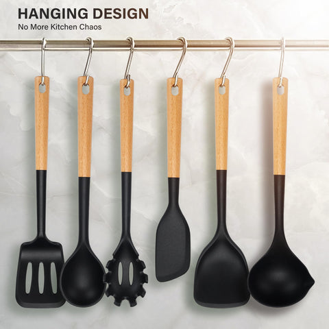 Hvygss easy-clean silicone utensils resist sticking and staining.