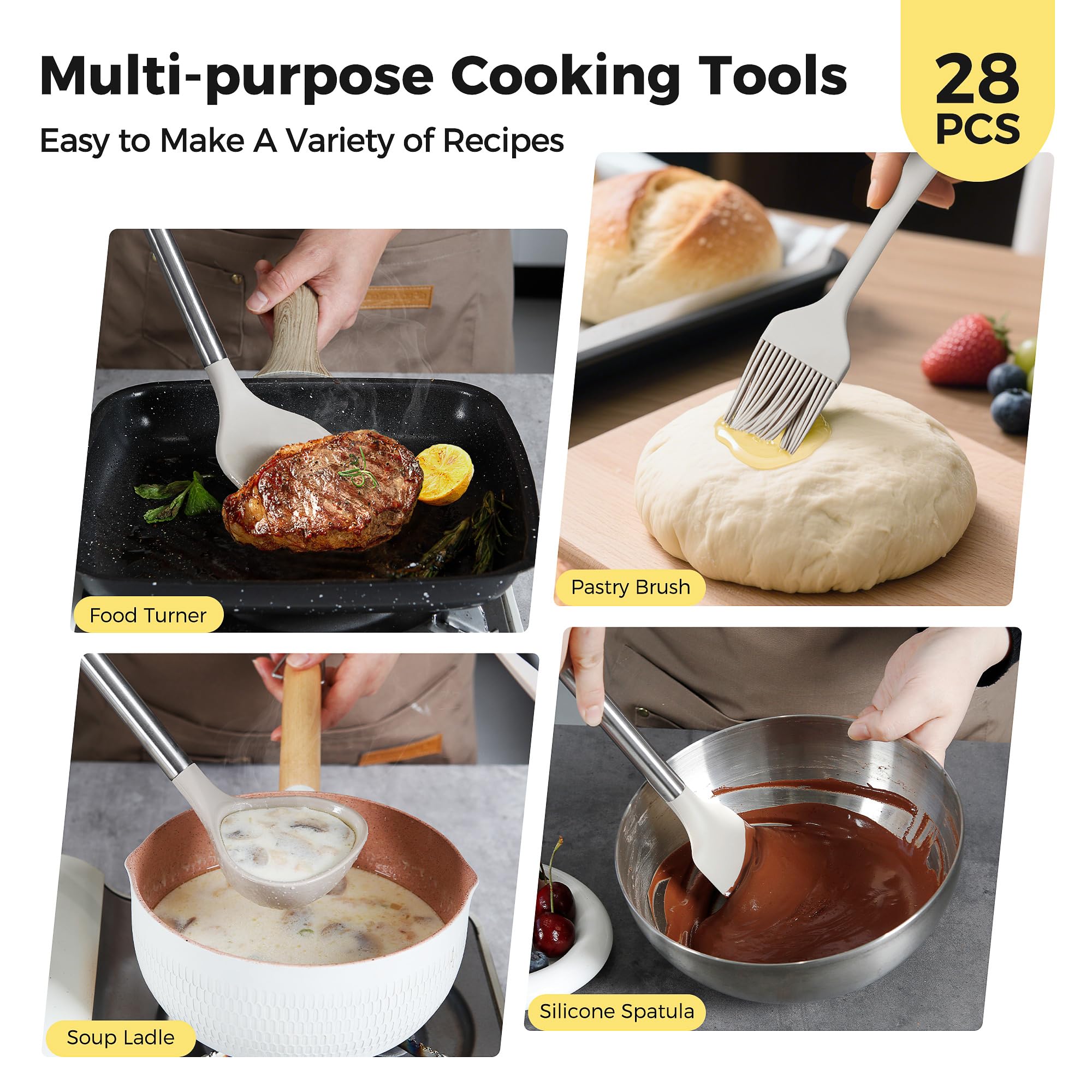 Hvygss heat-resistant utensils show 446℉ rating for high-temperature cooking