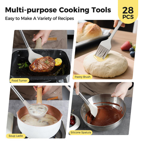 Hvygss heat-resistant utensils show 446℉ rating for high-temperature cooking