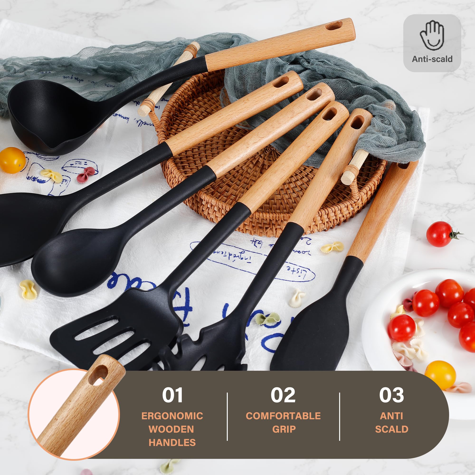 Hvygss reinforced wooden handle provides durable, comfortable grip.