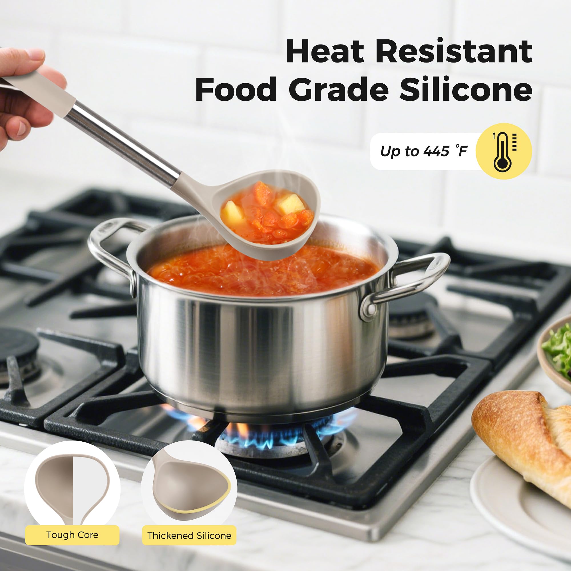 Hvygss silicone spatula close-up, nonstick friendly and flexible for easy scraping