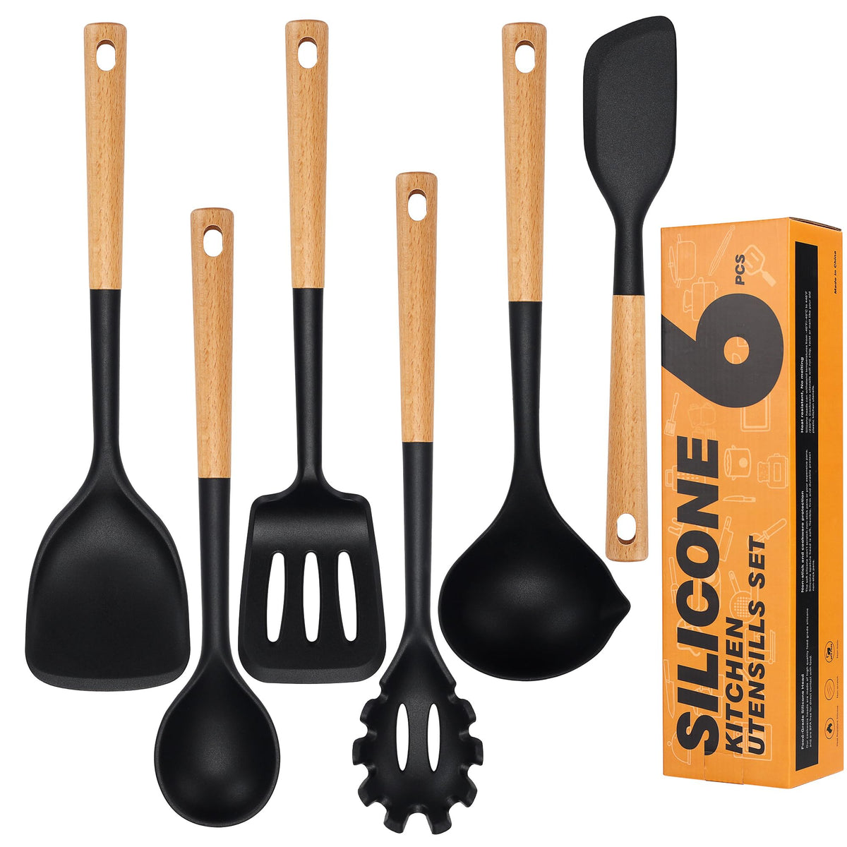 Hvygss silicone utensils set in main view for everyday cooking.