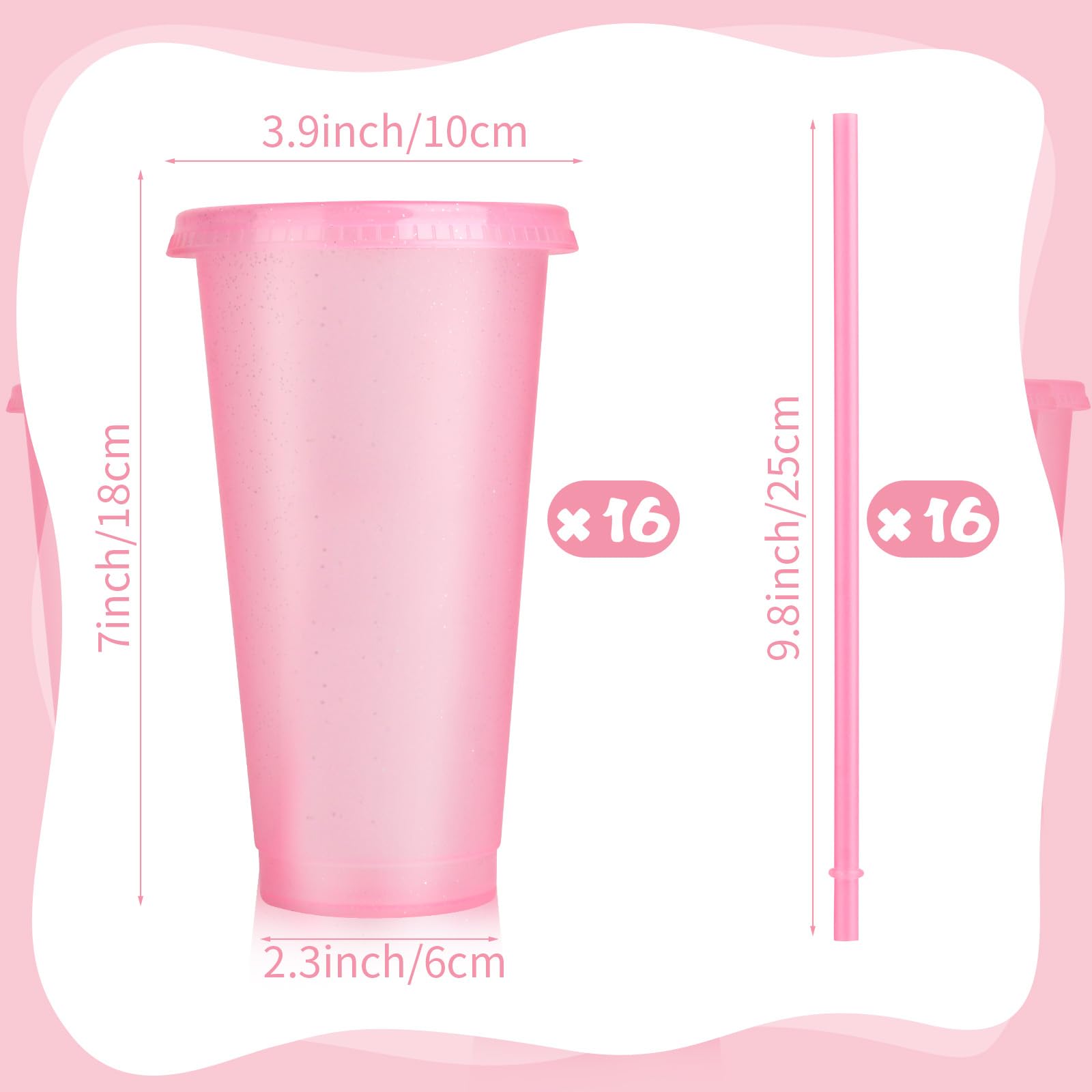 Hxezoc glitter cup with lid shown, secure travel-friendly design