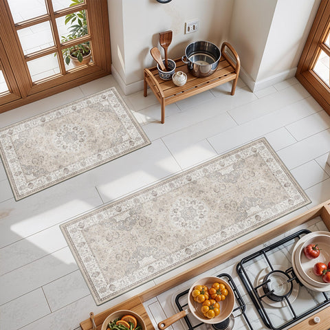 HY HAO YUN LAI beige rug set enhances entryways with chic, practical protection