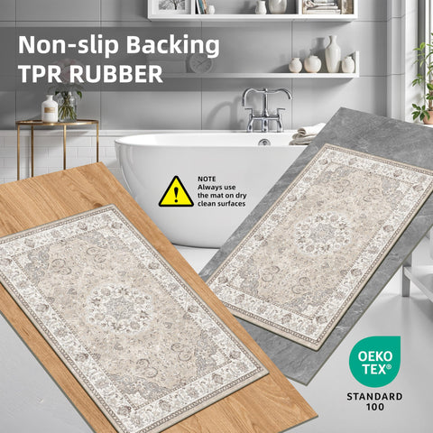 HY HAO YUN LAI stain-resistant rug adds color and durability to busy kitchen corners