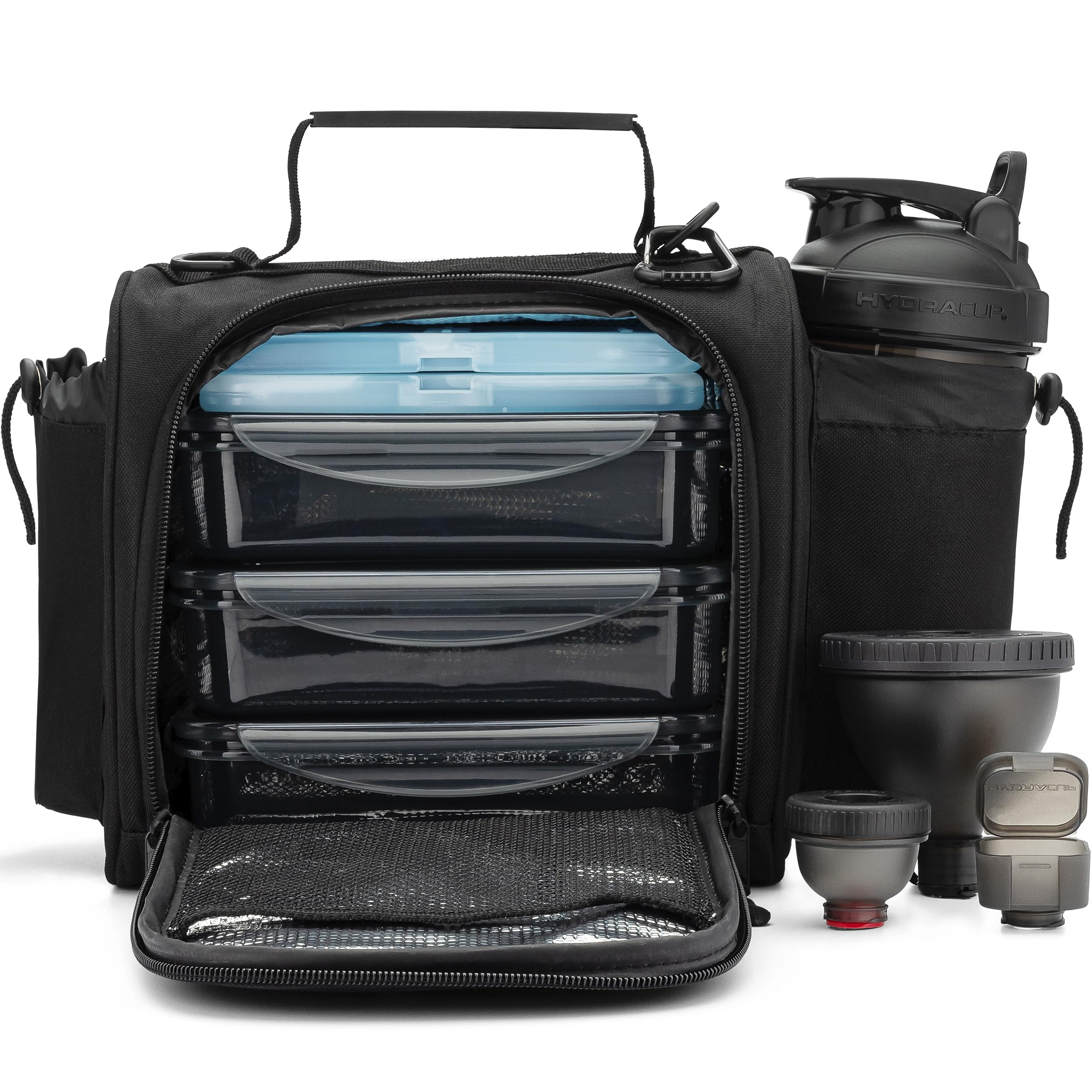 Hydra Cup insulated lunch bag with containers keeps meals organized for travel