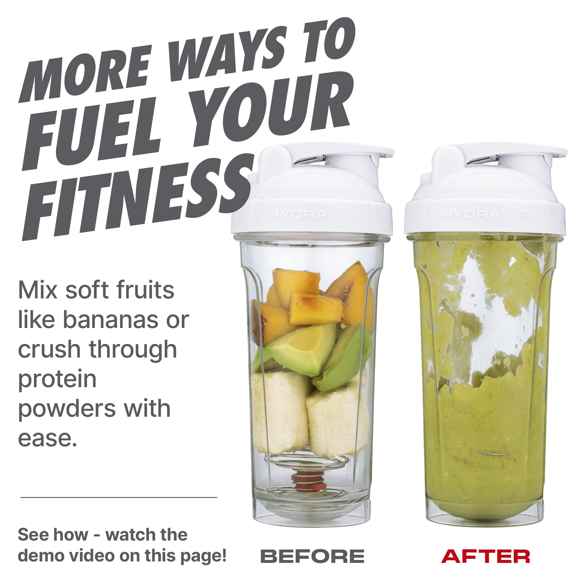 PowerWhisk action boosts blending speed in any shaker bottle.