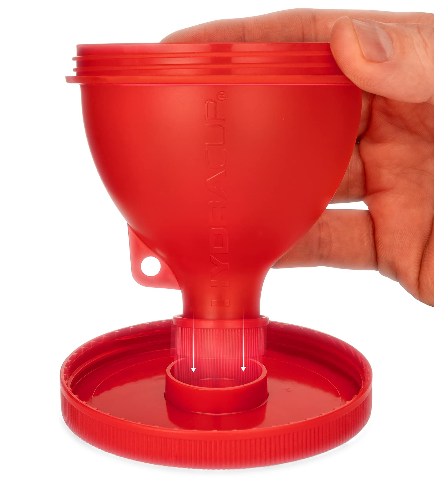 Hydra Cup ProStand blue funnel for quick, mess-free bottle prep.