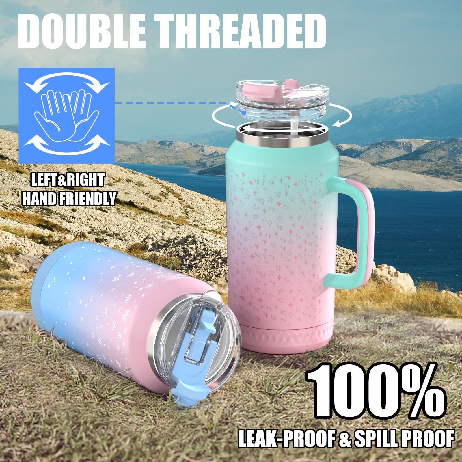 Premium 18/8 stainless steel with double-wall insulation for durability.