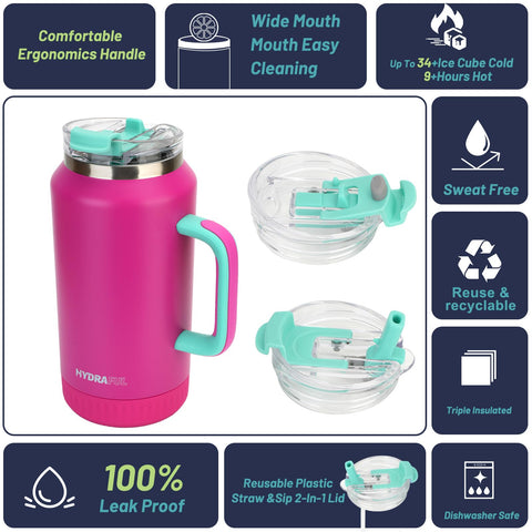 Hydraful 64oz tumbler anti-slip base for stable placement.