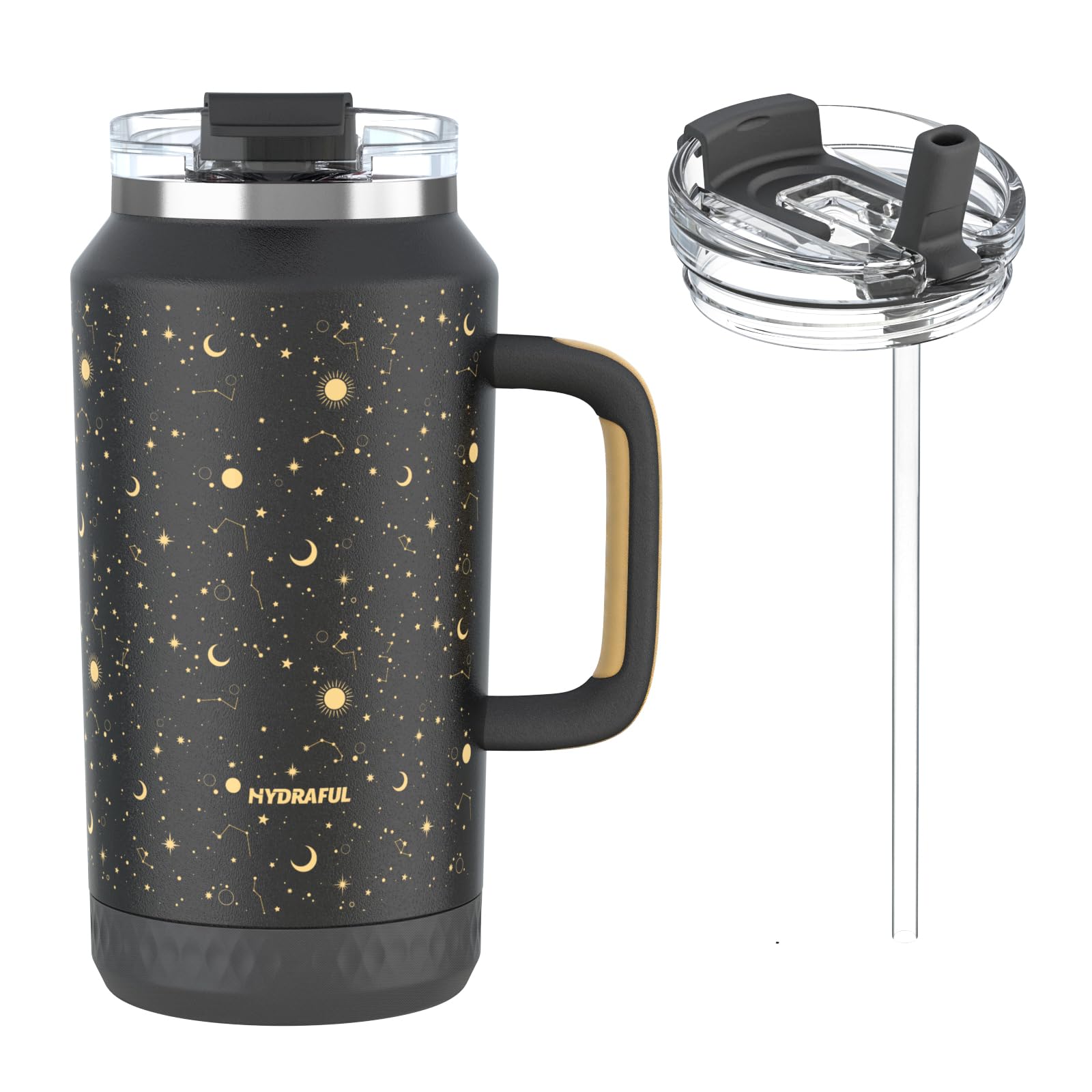 Hydraful 64oz tumbler with handle and straw for easy on-the-go hydration.