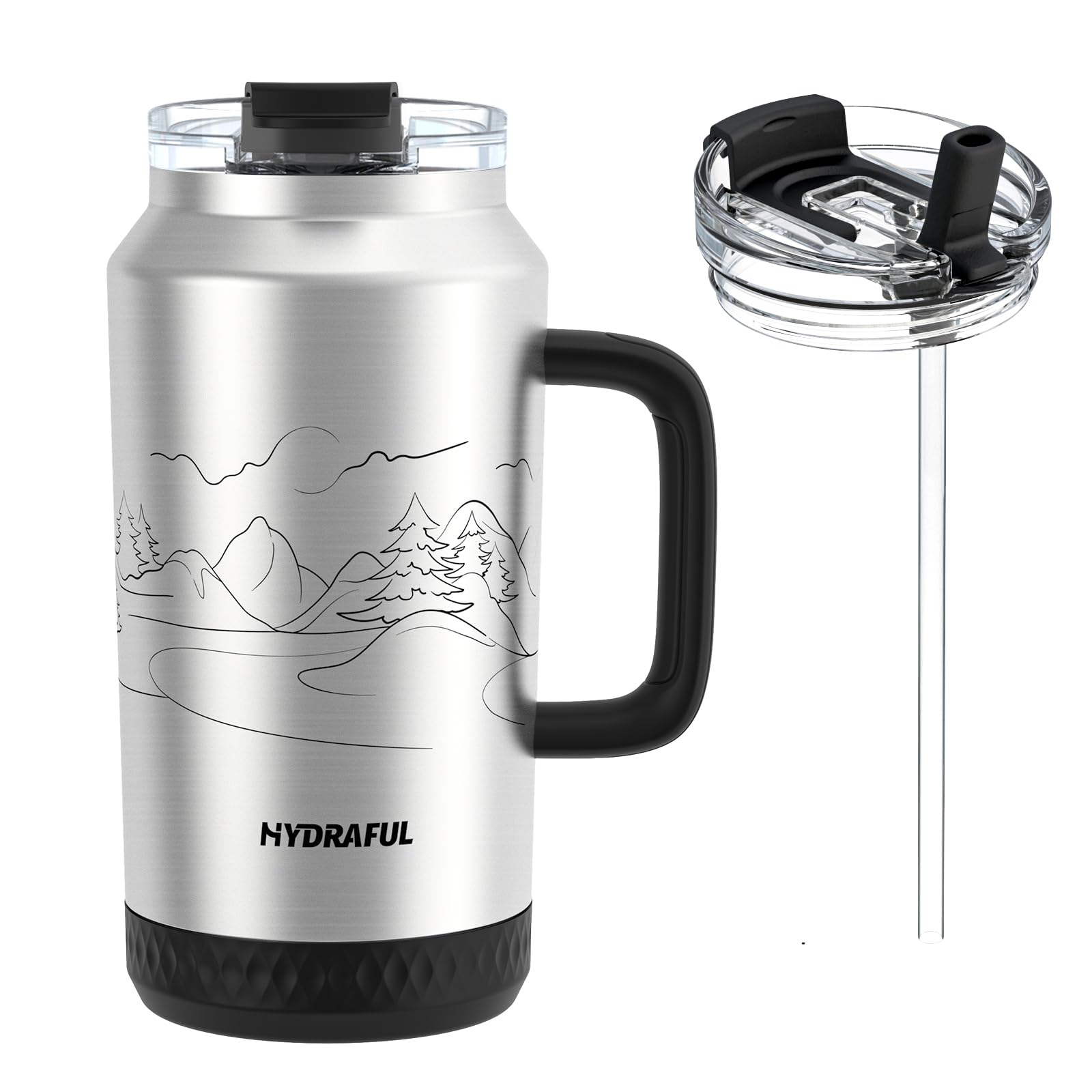 Hydraful 64oz tumbler with handle and straw for easy on-the-go hydration.