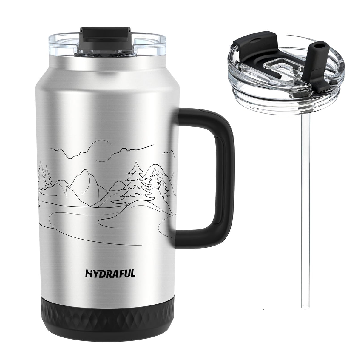 Hydraful 64oz tumbler with handle and straw for easy on-the-go hydration.