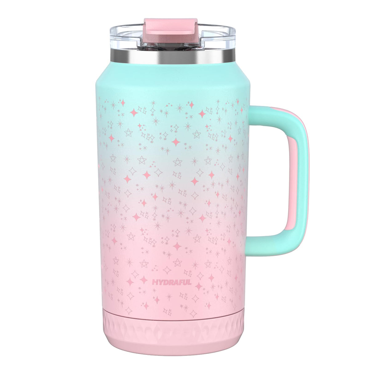Hydraful 64oz tumbler with soft-grip handle for easy portability and comfort during hikes