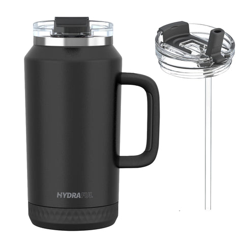 Hydraful 64oz tumbler with handle for on-the-go carrying and secure grip.