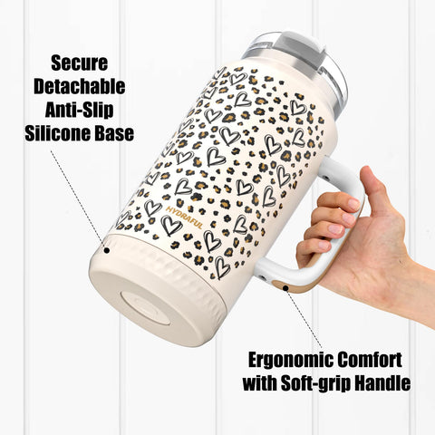 Hydraful 64oz tumbler 18/8 stainless steel for durability.
