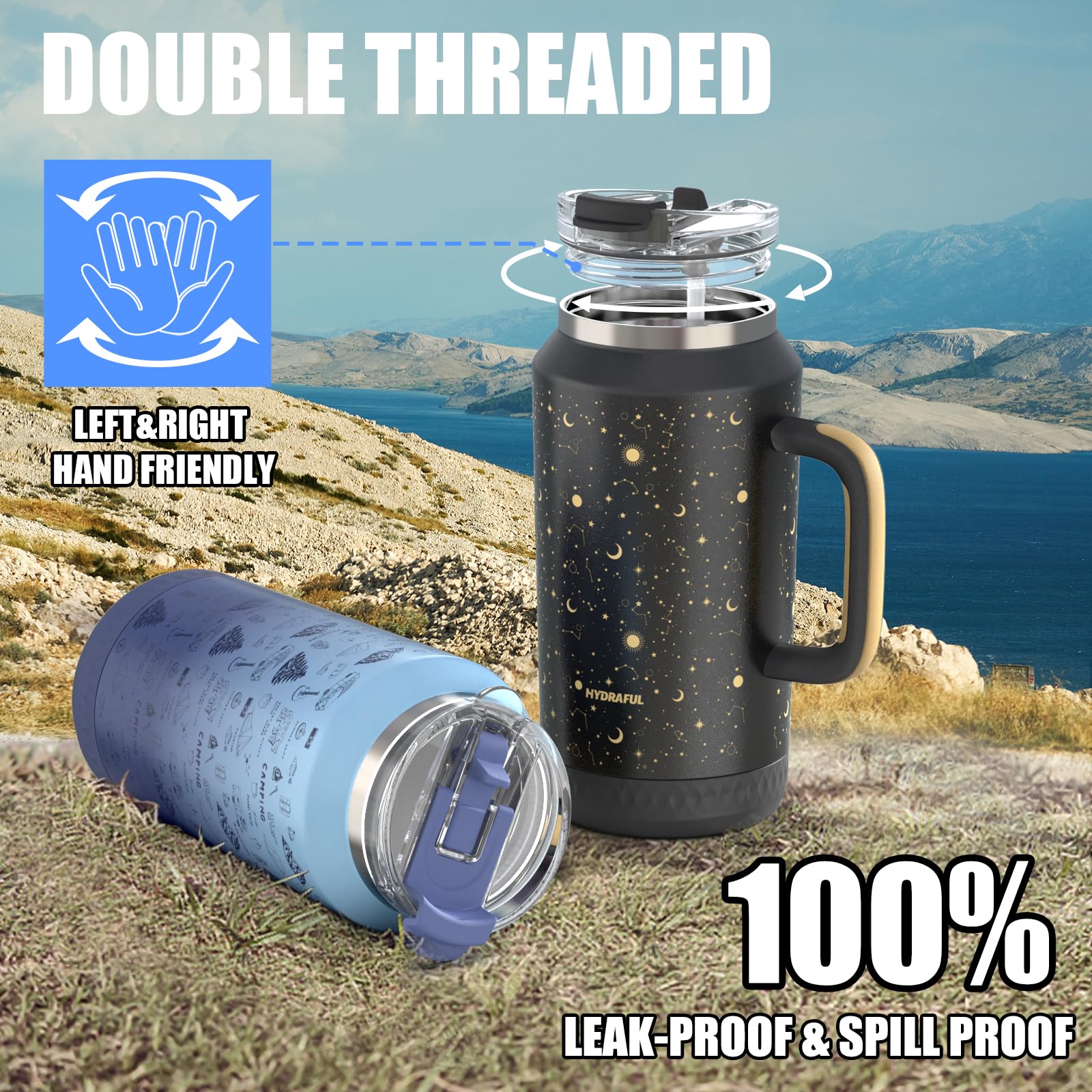 Hydraful large-capacity dishwasher-safe tumbler for quick cleaning