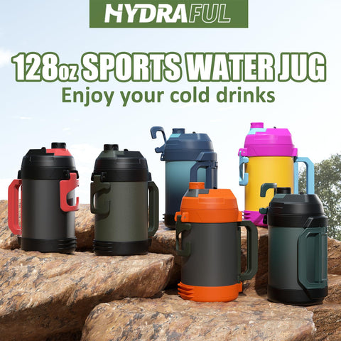 Hydraful gallon jug sweat-proof exterior stays dry during workouts.