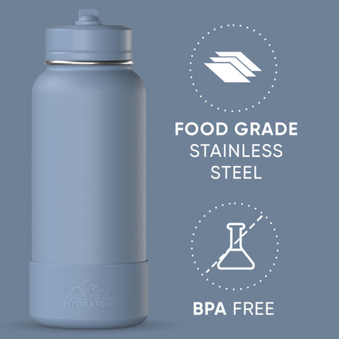 Hydrapeak 32oz bottle close-up shows leak-proof lid for spill-free transport.
