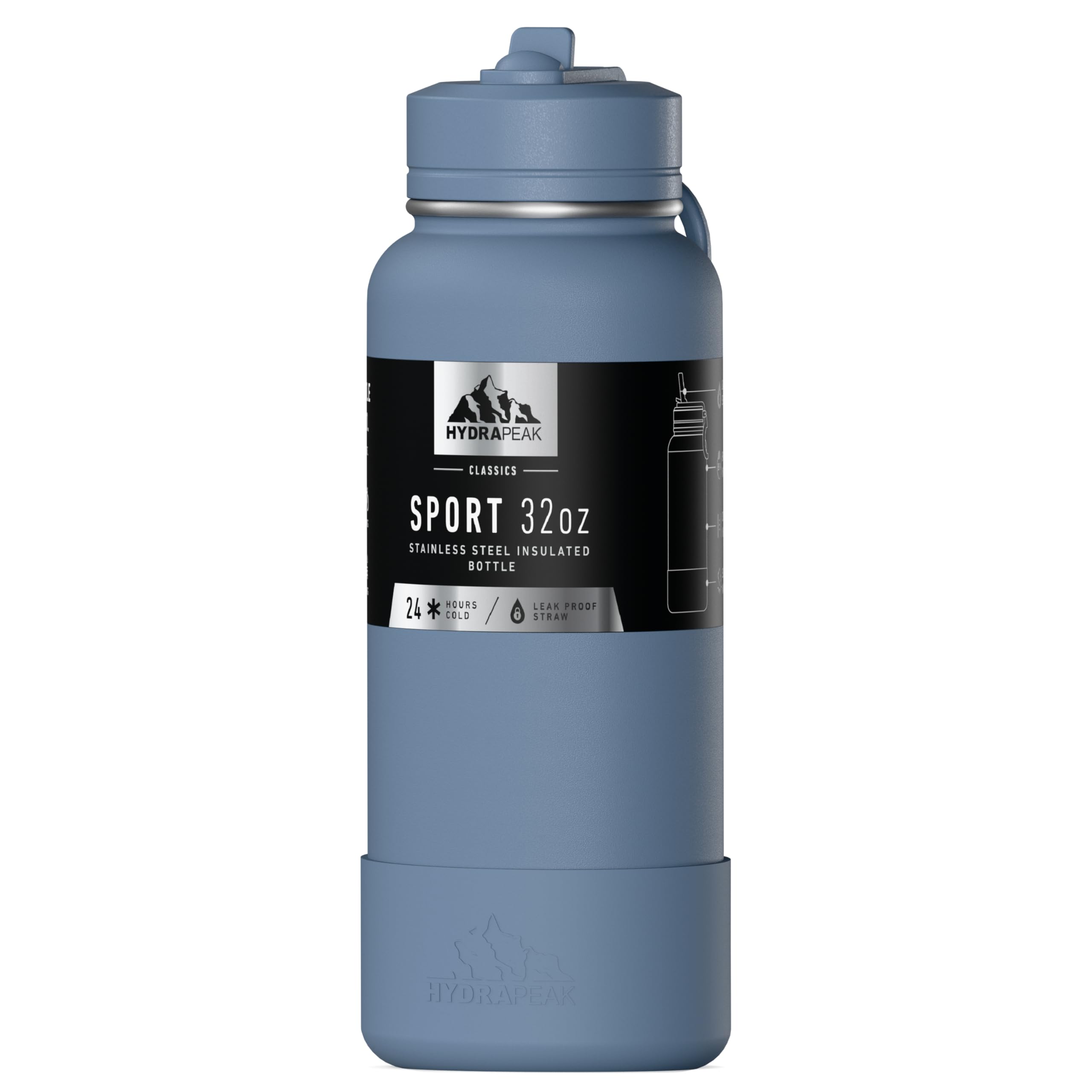 Hydrapeak 32oz sport bottle with straw lid, durable everyday hydration.