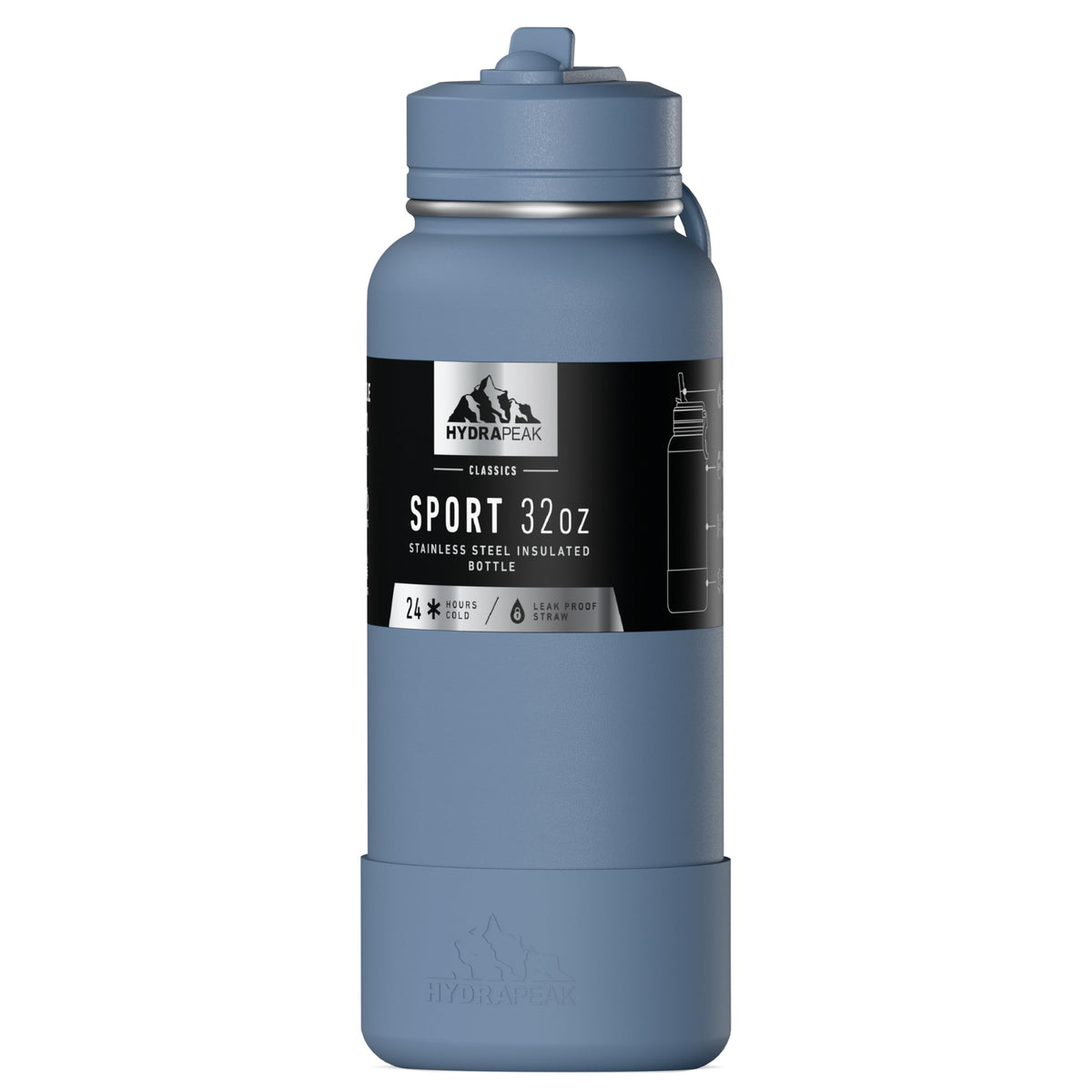 Hydrapeak 32oz sport bottle with straw lid, durable everyday hydration.