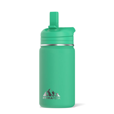 Hydrapeak Mini 14oz bottle with straw lid showing leak-proof design for daily use