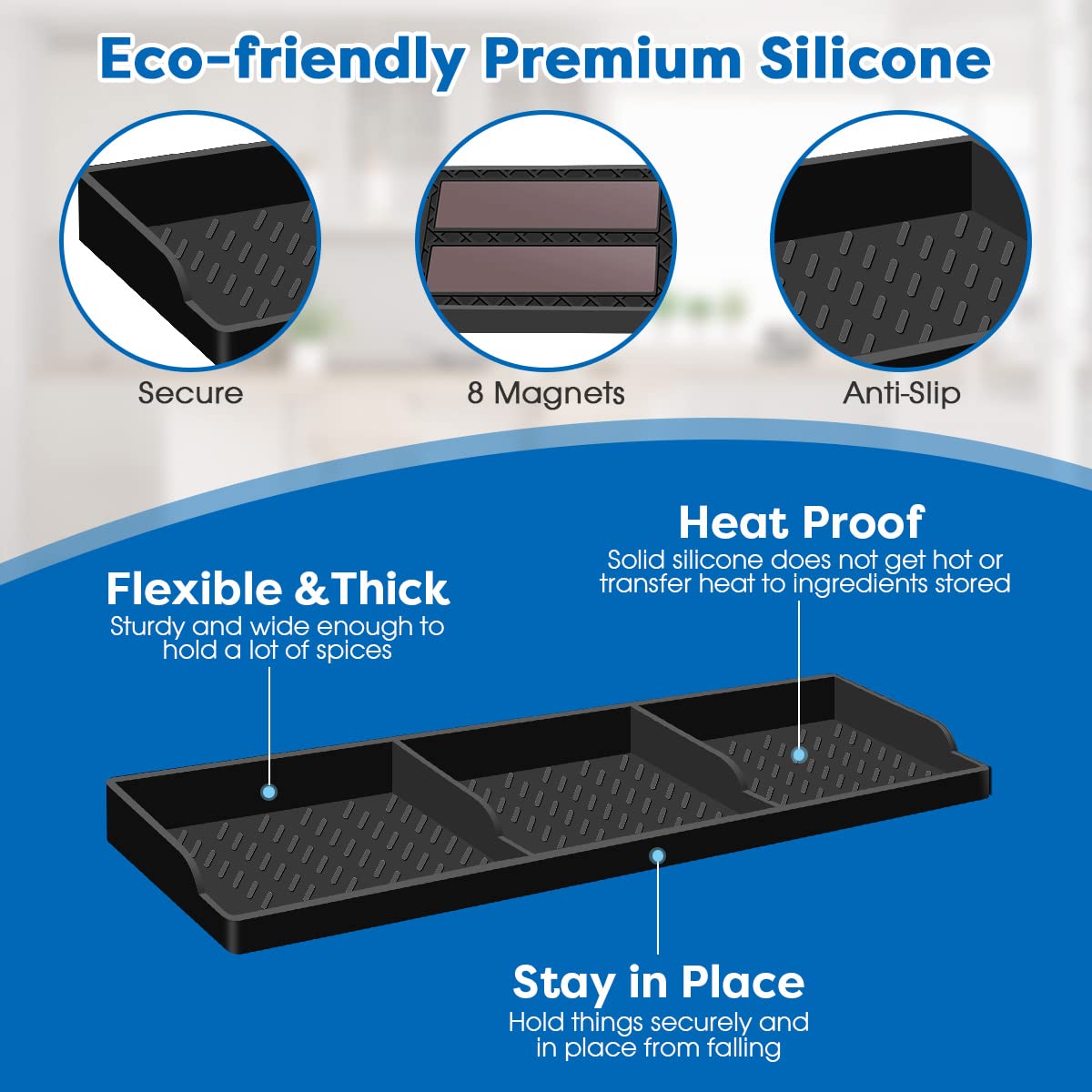 Hydream over-stove shelf installation demonstrates flexible, non-slip use.