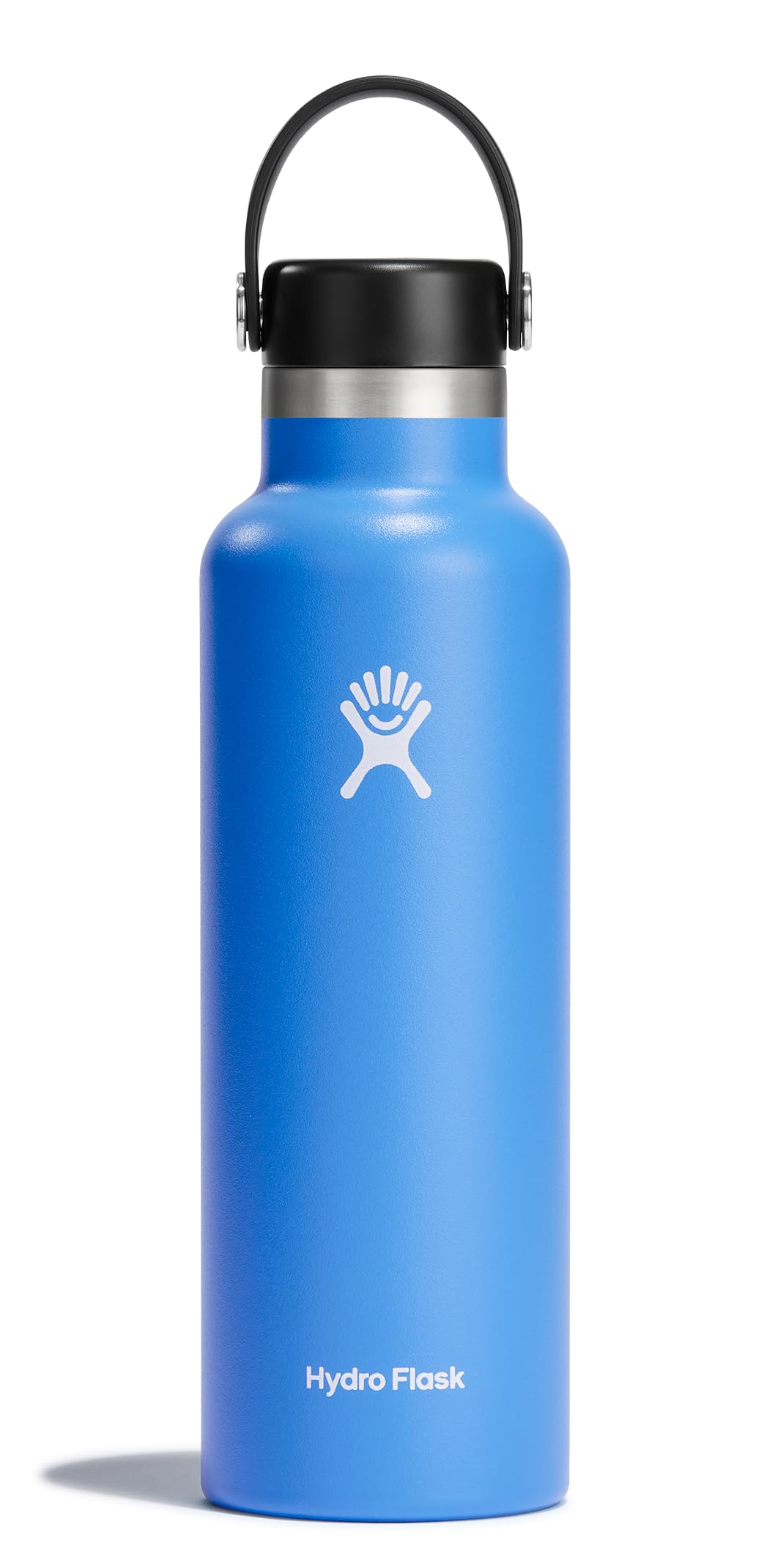 Hydro Flask 21oz Cascade Blue bottle, side view, ideal for daily hydration.