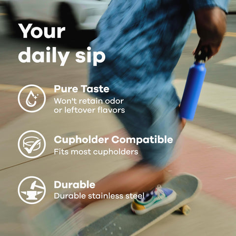 Hydro Flask cupholder-friendly design fits in car consoles and backpacks.