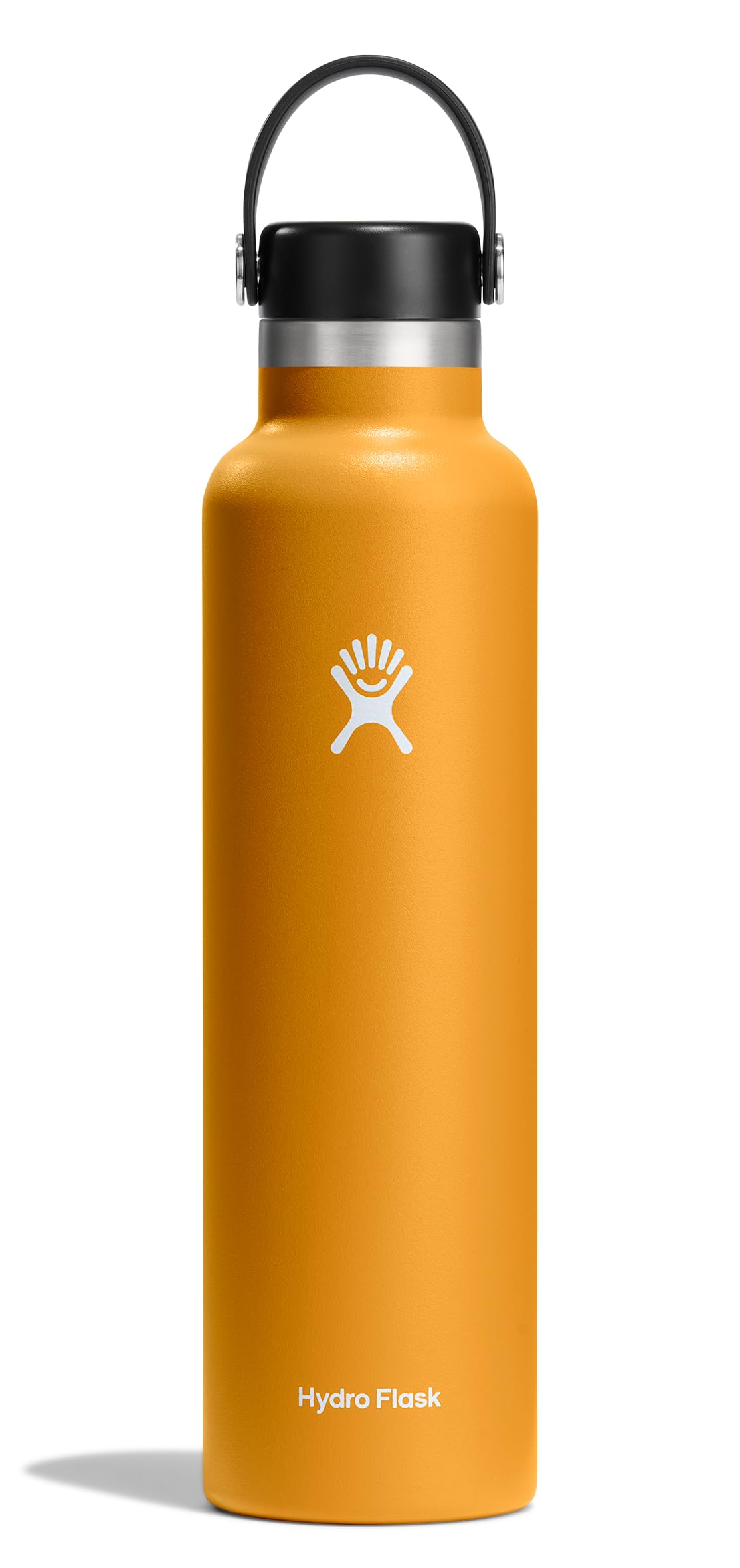 Hydro Flask 24oz Fossil Brown bottle with durable finish keeps drinks cold longer.
