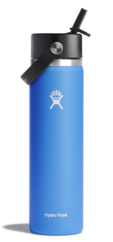 Hydro Flask 24 oz Aloe Green wide-mouth bottle with Flex Straw Cap for one-handed sipping