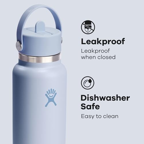 Hydro Flask 32 oz Surf Blue with leakproof Flex Straw Cap for travel