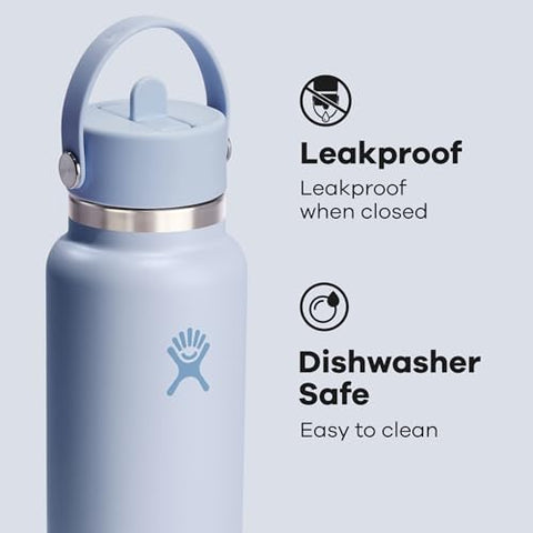Hydro Flask 32 oz Surf Blue with leakproof Flex Straw Cap for travel