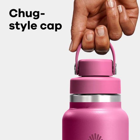 Hydro Flask Indigo 32 oz bottle dishwasher-safe lid and body.