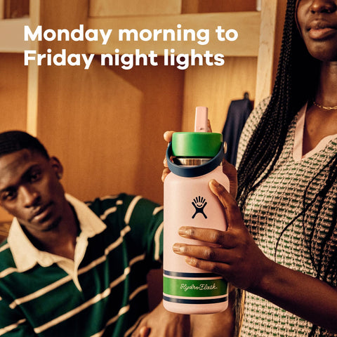 Hydro Flask 32oz ivory bottle with a comfortable flexible handle