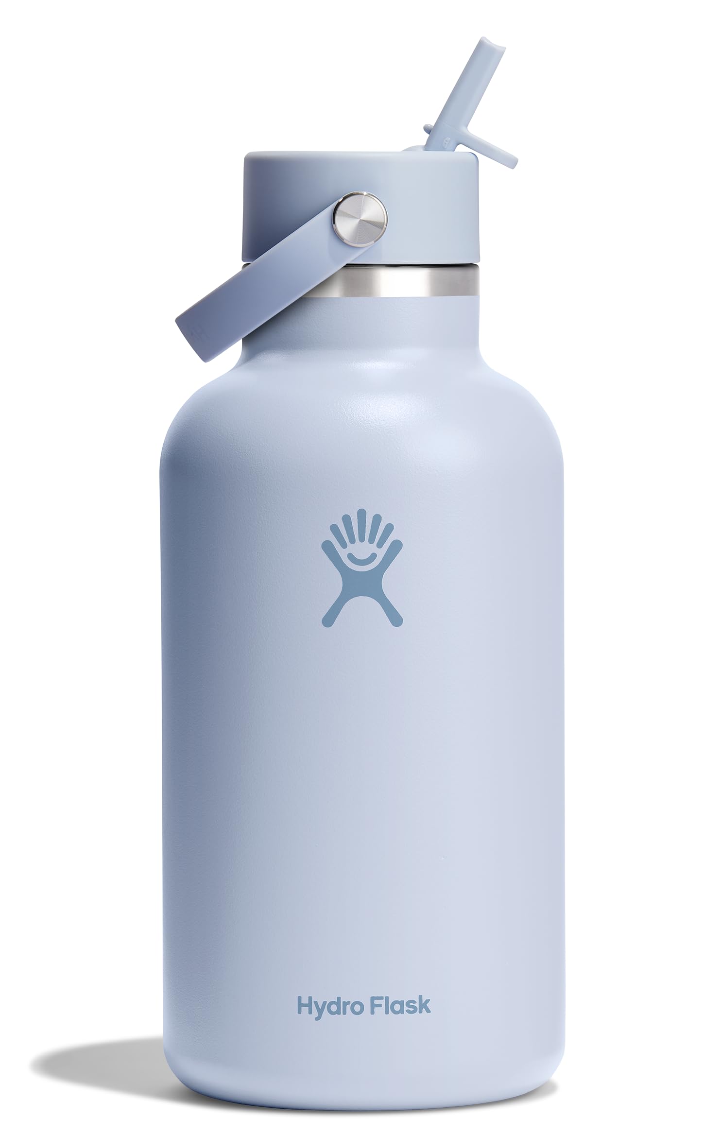 Hydro Flask 64oz Surf Blue wide-mouth bottle keeps drinks cold up to 24 hours.