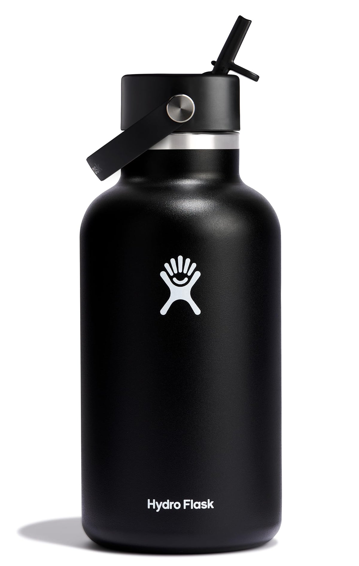 Hydro Flask 64oz wide-mouth bottle with handle for on-the-go hydration.