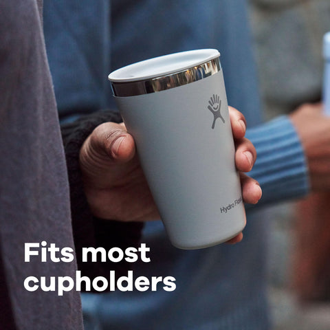 Hydro Flask All Around tumbler fits most cupholders for travel and commuting.