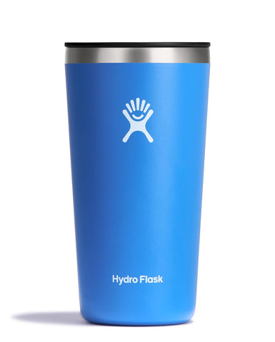 Hydro Flask All Around tumbler with press-in lid in Cascade Blue keeps drinks hot or cold for hours.