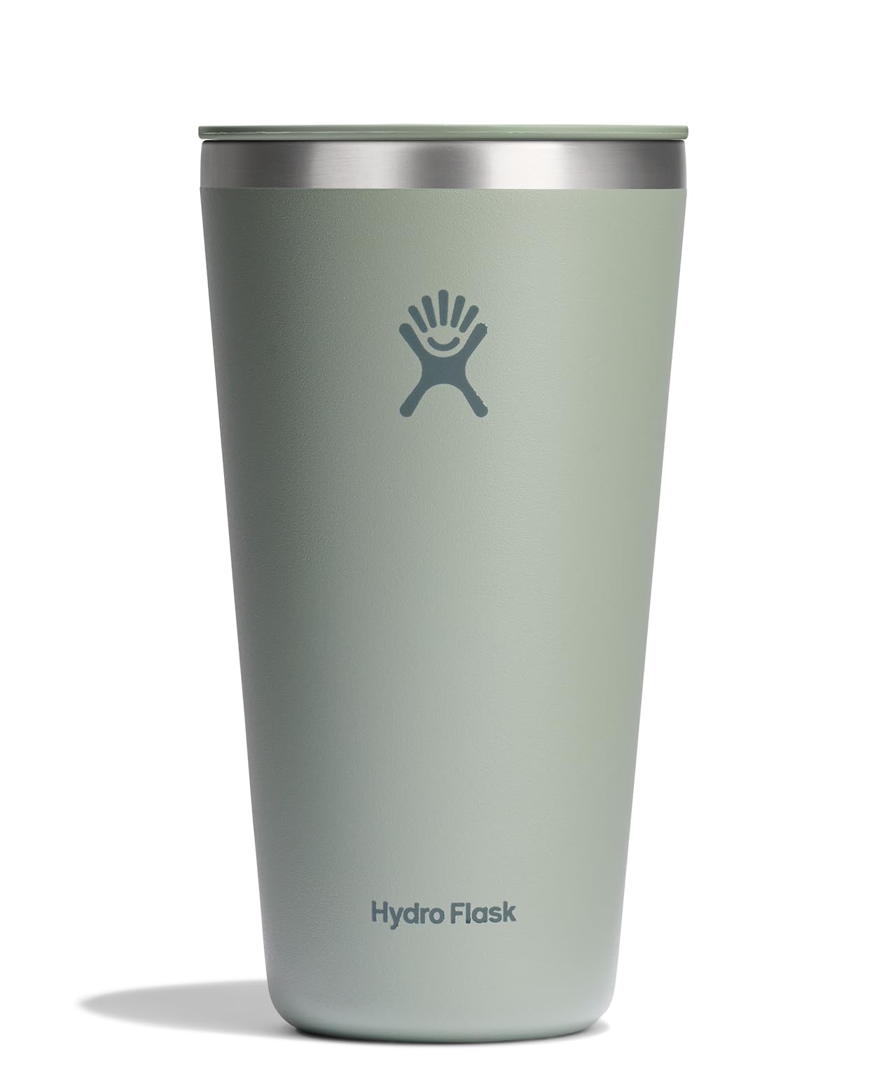 Hydro Flask All Around Tumbler with Agave Green press-in lid keeps drinks hot or cold.