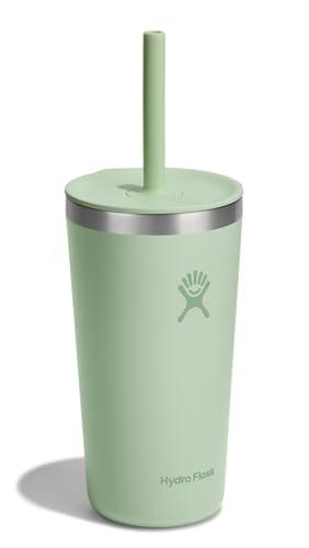 Hydro Flask All Around Tumbler Aloe lid shows cupholder fit for easy transport