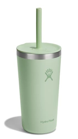 Hydro Flask All Around Tumbler Aloe lid shows cupholder fit for easy transport