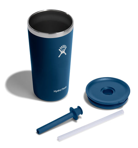 Hydro Flask Indigo Blue straw lid flexing for easy sipping
