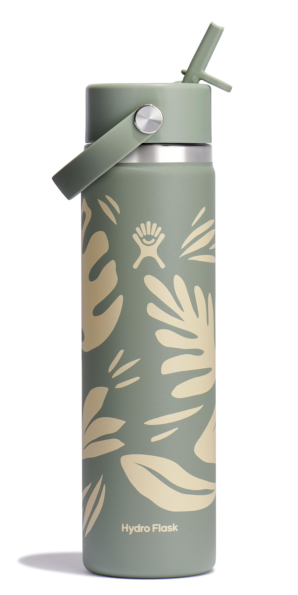 Hydro Flask Botanical Bliss 24 oz bottle with wide mouth and Flex Straw Cap for easy hydration.