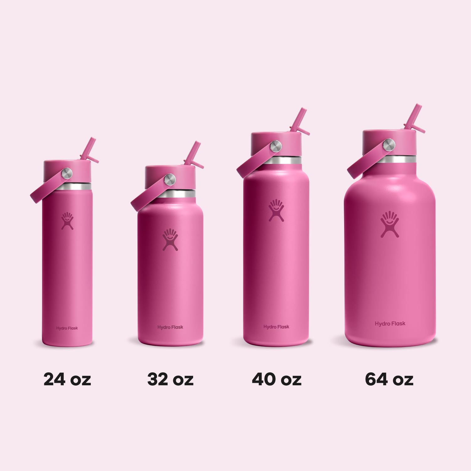 Hydro Flask bottle with flexible handle enables one-handed carrying