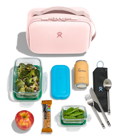 Hydro Flask Carry Out Lunch Box compression-molded base adds stability during transit.