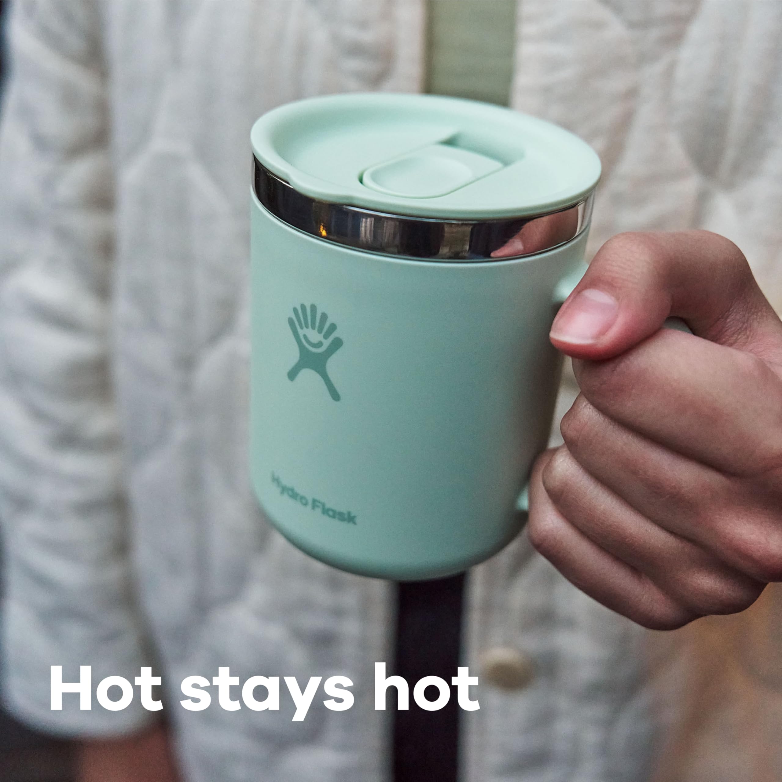 Hydro Flask 12oz mug with TempShield insulation keeps beverages hot longer.